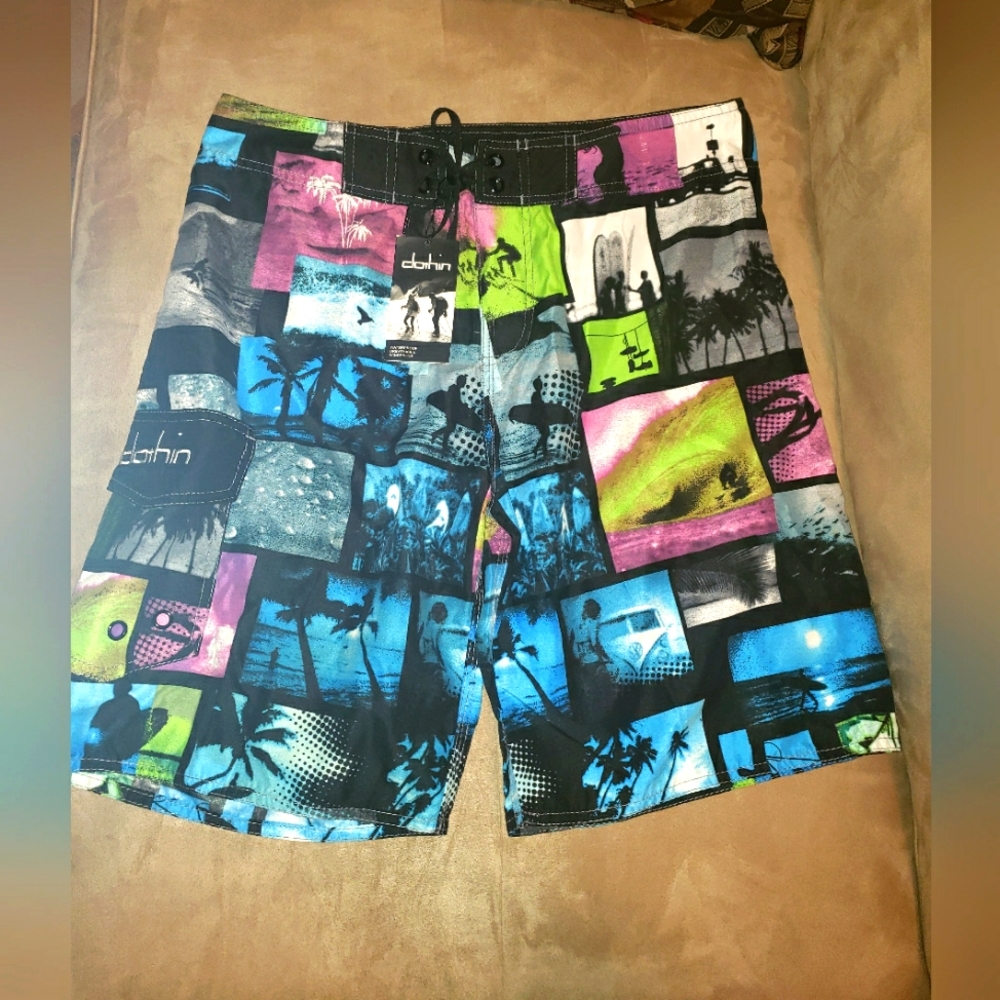 Mens teen adult Clothin shorts 30" board shorts surf vw bus NWT